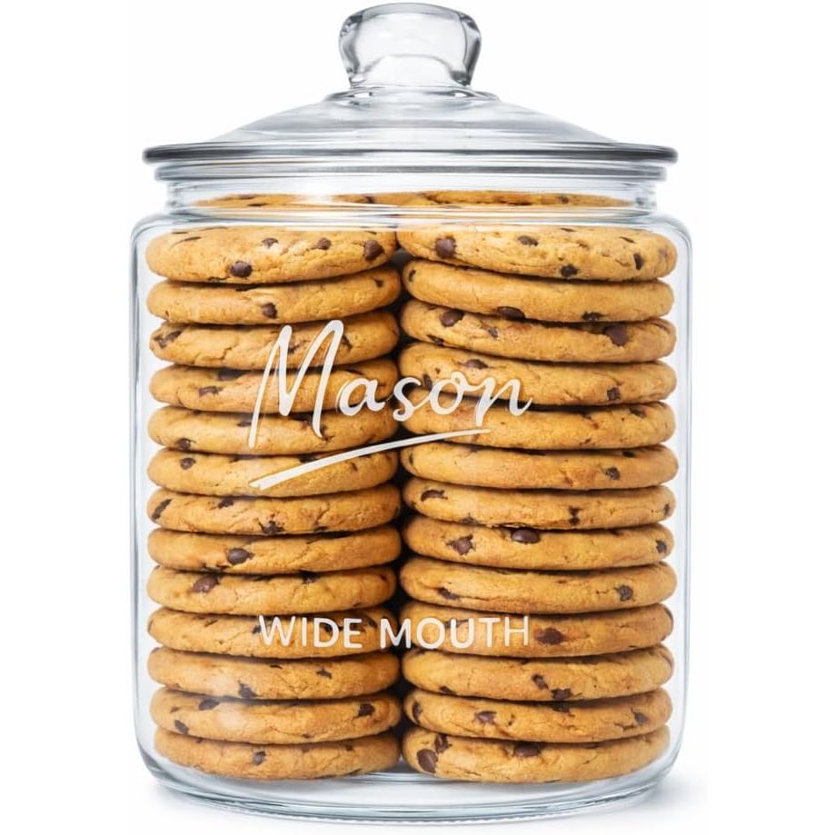 1 Gallon Glass Cookie Jar - Mason Logo with Measurement Markings