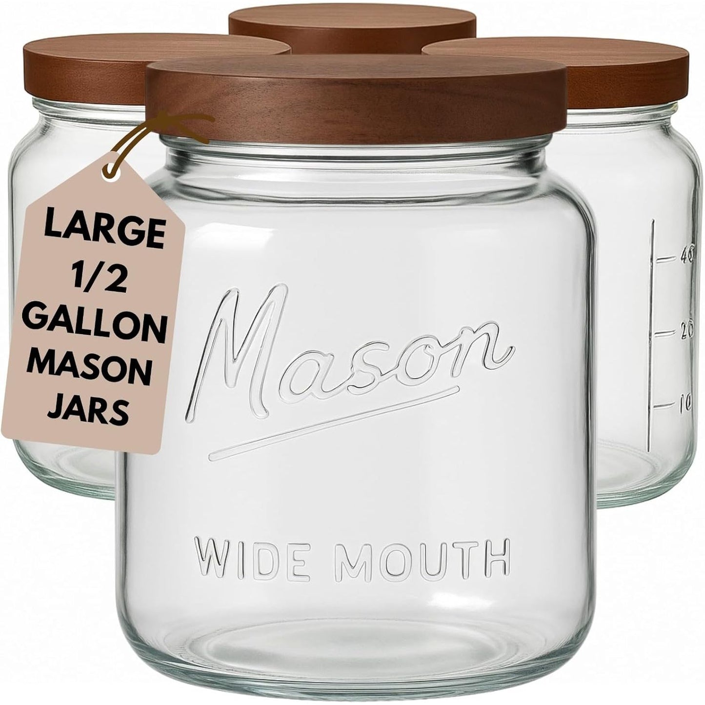 Half gallon square mason jar wooden lid, flush-fit design