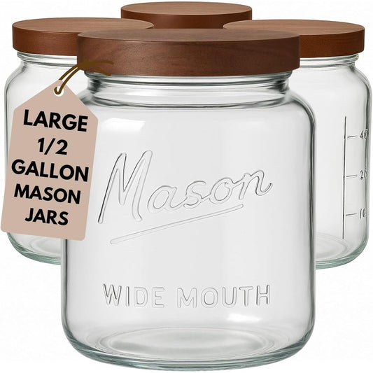 Half gallon square mason jar wooden lid, flush-fit design
