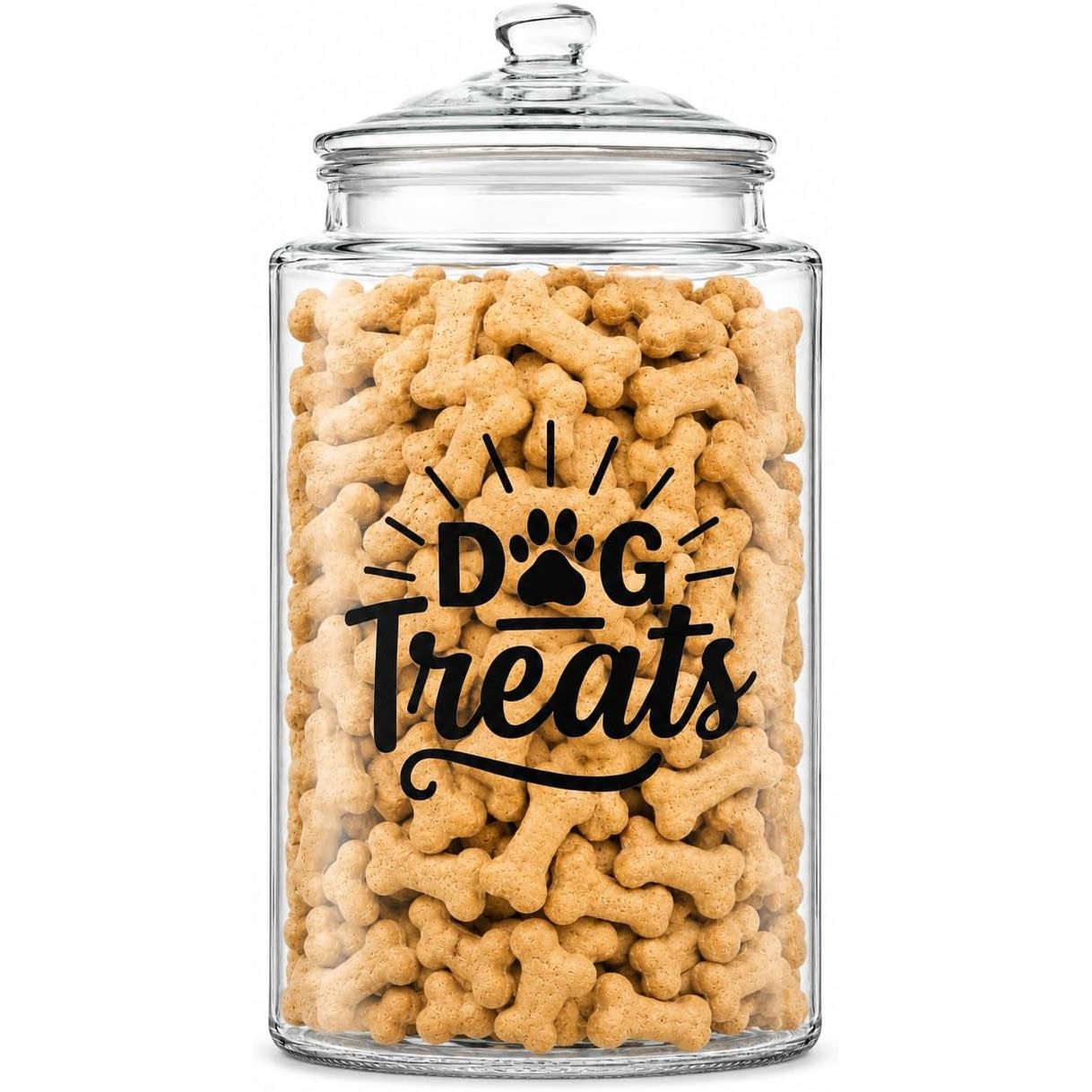 Glass Dog Treat Jar - Airtight Lid