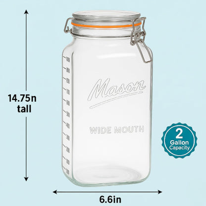 2 gallon square jar one-handed swing open