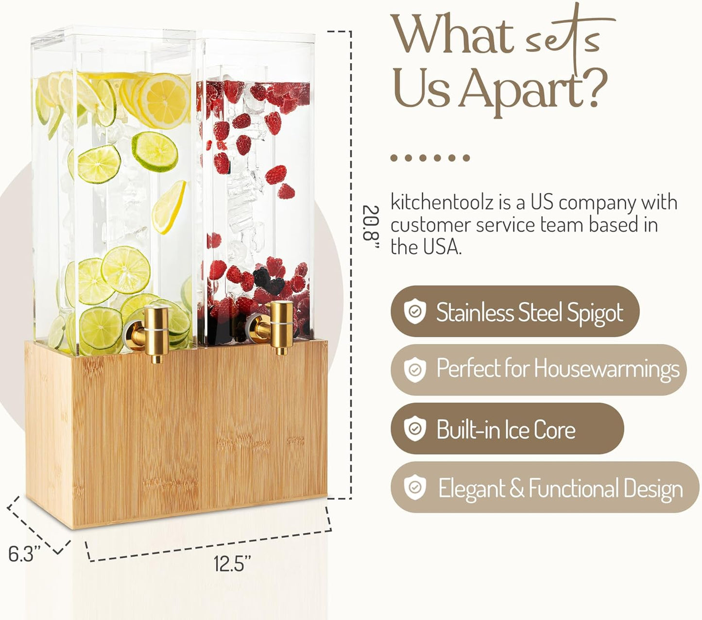 1.25 Gallon Acrylic Beverage Dispenser with Ice Core & Stand