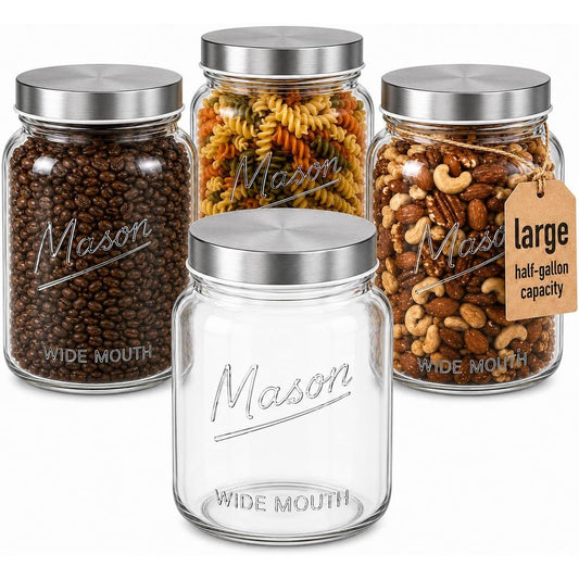 Half gallon square mason jar metal lid, flush-fit design