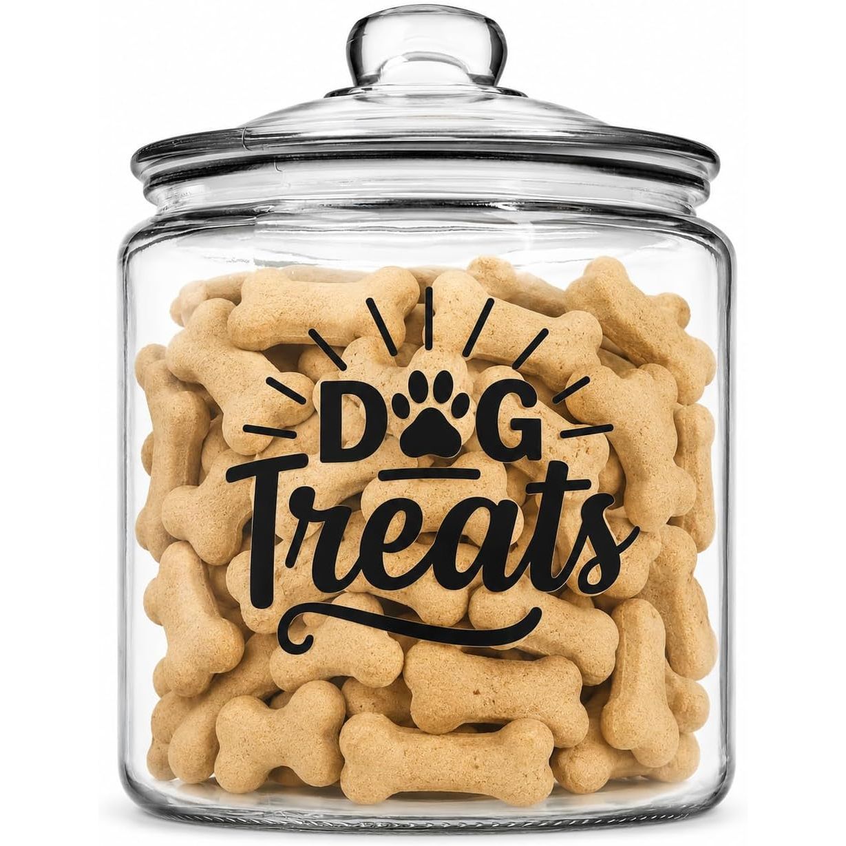 Glass Dog Treat Jar - Airtight Lid