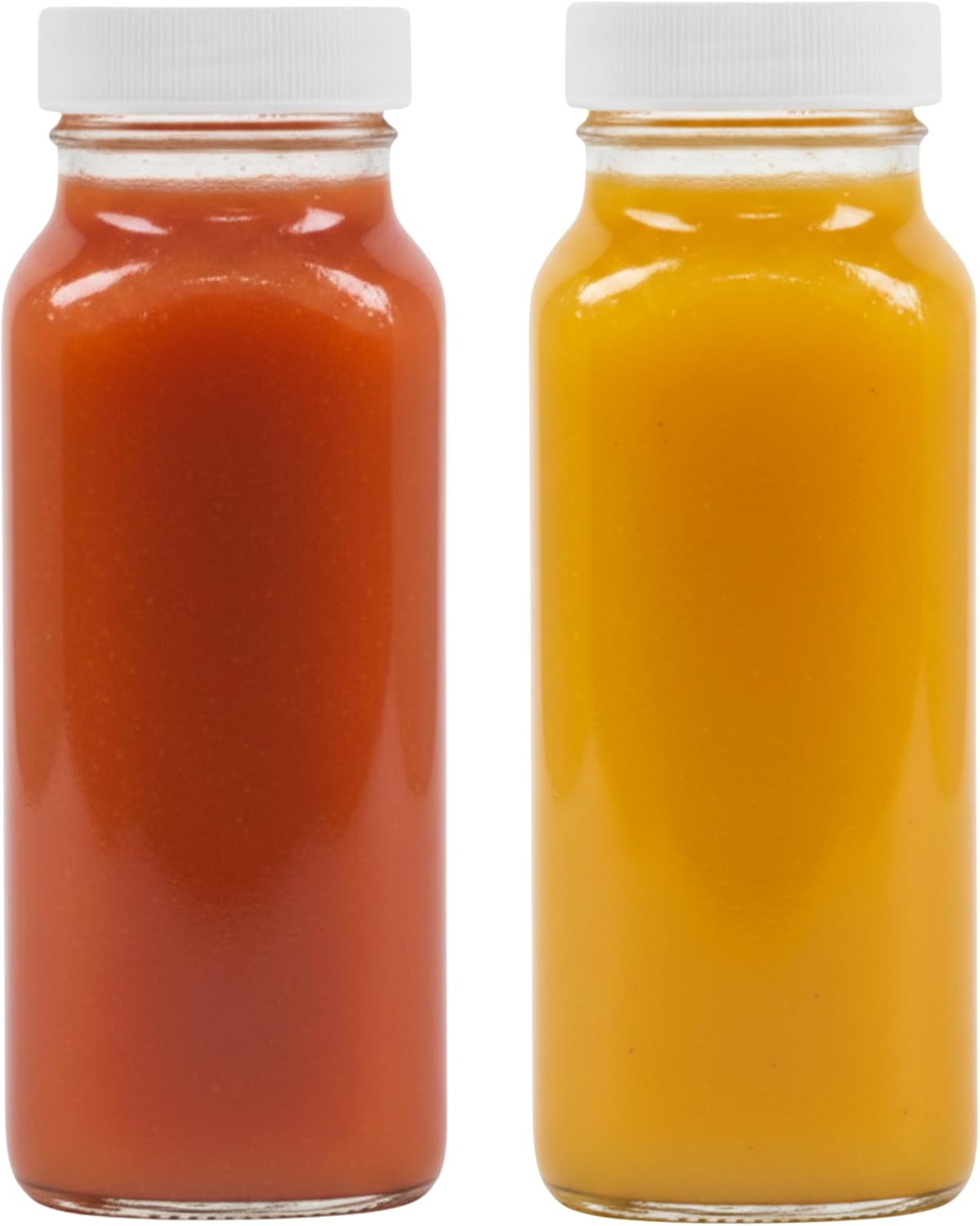 8oz Square Glass Juice Shot Bottles with Airtight Lids