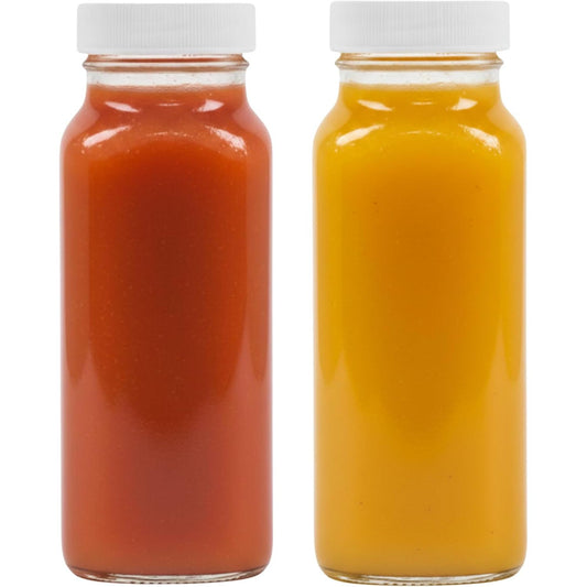 8oz Square Glass Juice Shot Bottles with Airtight Lids
