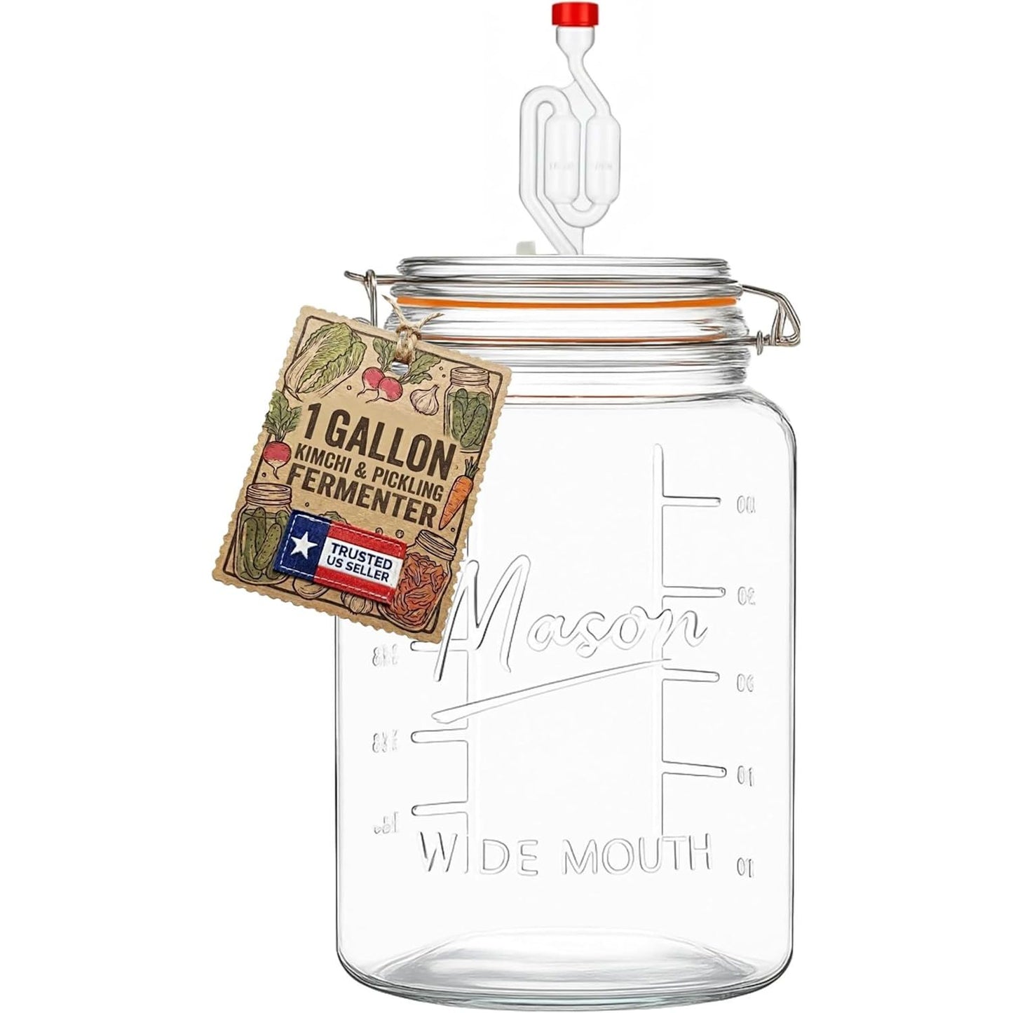 1 Gallon Glass Fermenting Jar - Airlock Lid