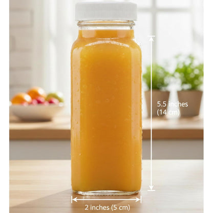 8oz Square Glass Juice Shot Bottles with Airtight Lids