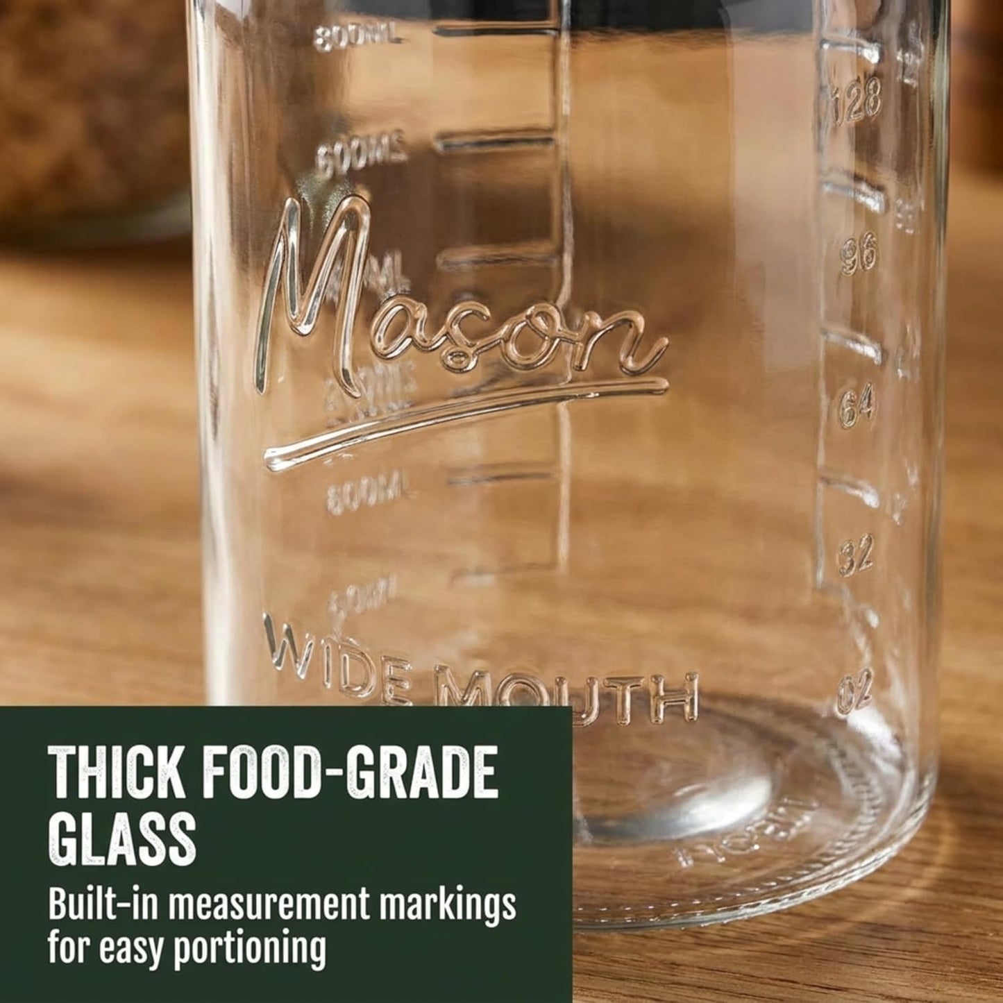 1 Gallon Round Glass Mason Jar - Bamboo Swing-Top Lid