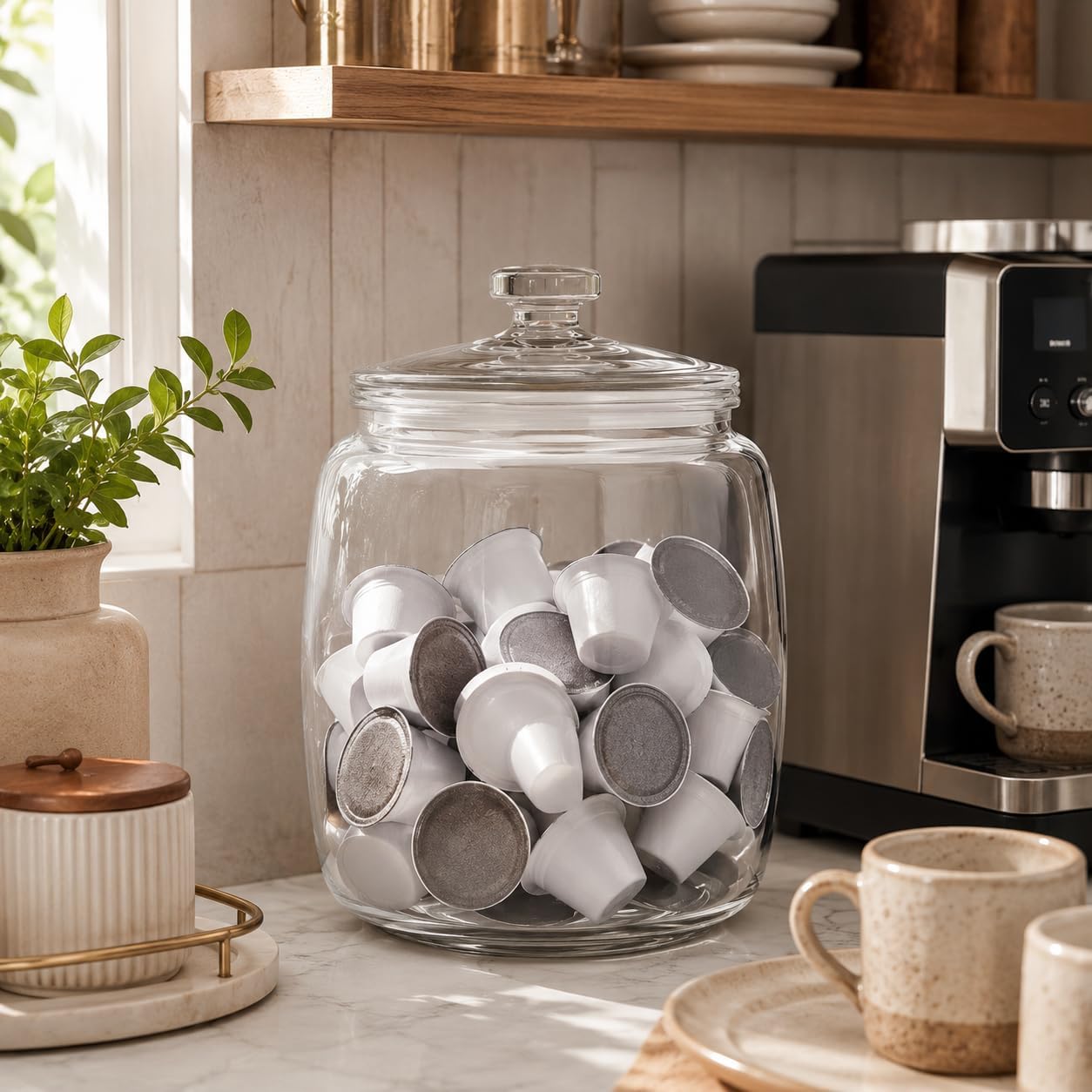 2.5 Gallon Extra Large Glass Cookie Jar - Airtight Lid