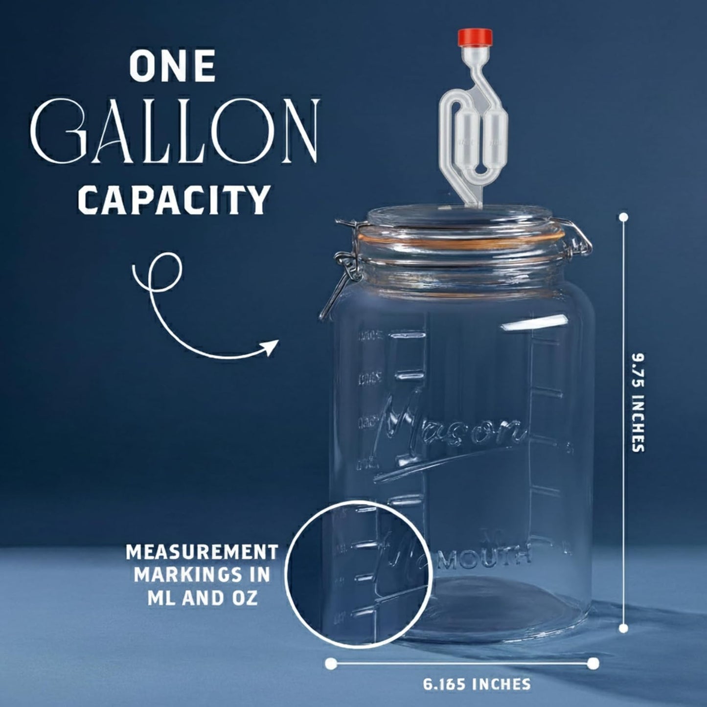 1 Gallon Glass Fermenting Jar - Airlock Lid