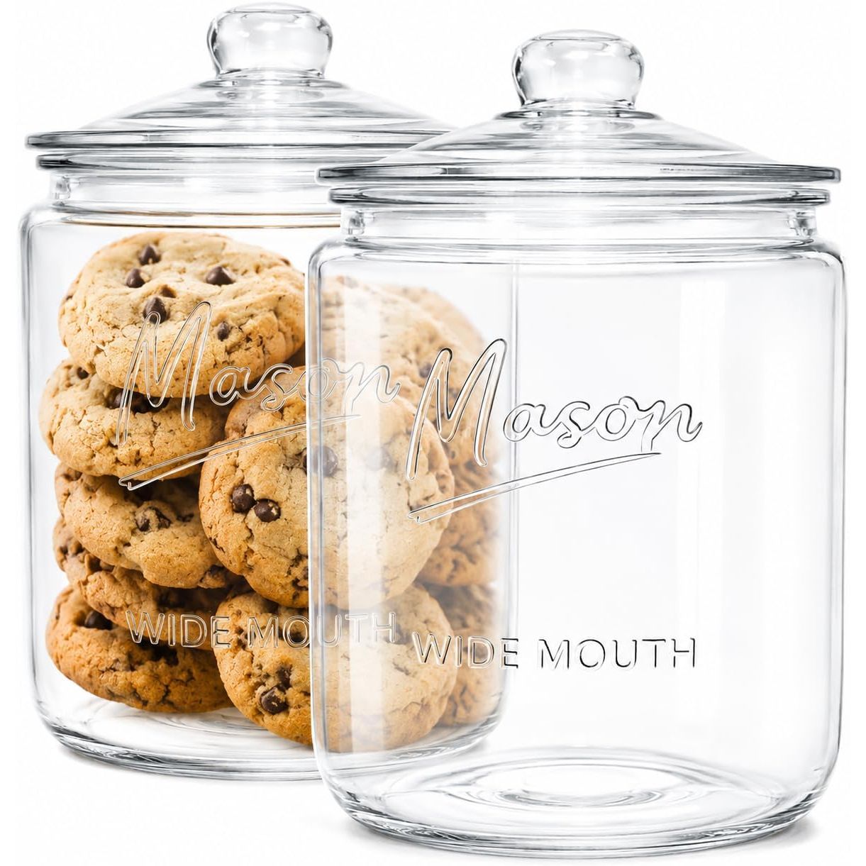 1 Gallon Glass Cookie Jar - Mason Logo with Measurement Markings
