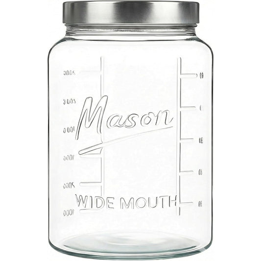 1 Gallon Round Glass Mason Jar - Metal Lid