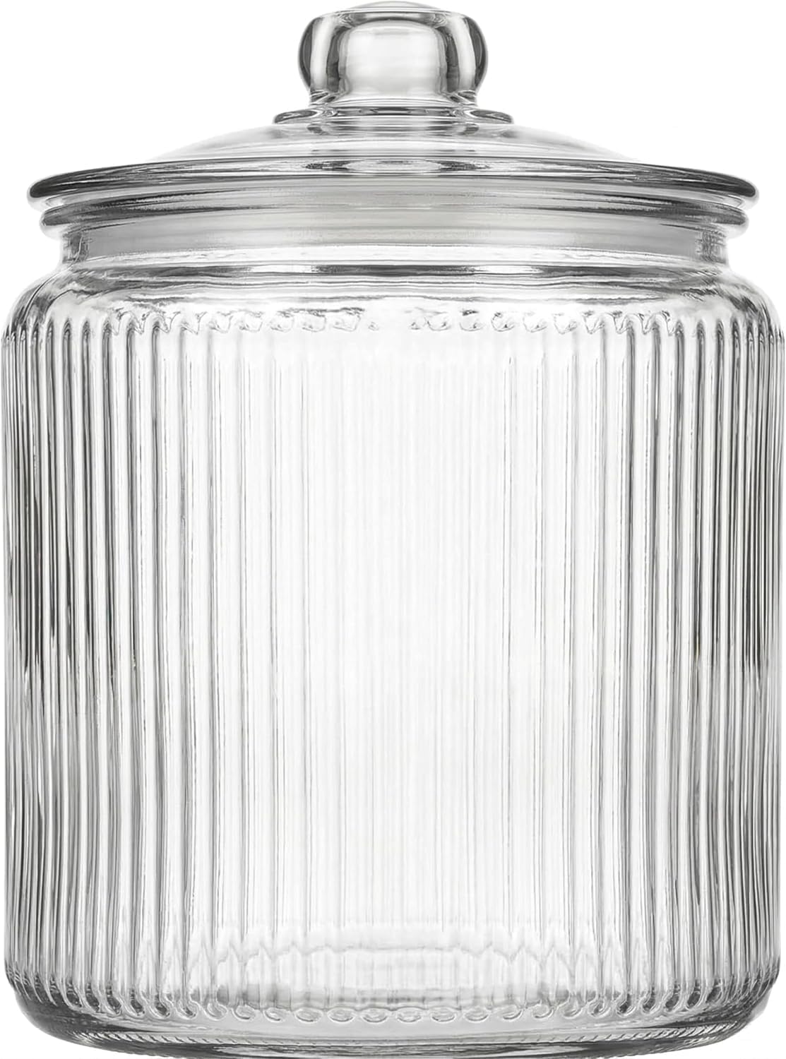 1 Gallon Ribbed Glass Cookie Jar with Airtight Lid