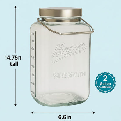 2 gallon square glass jar, view 6