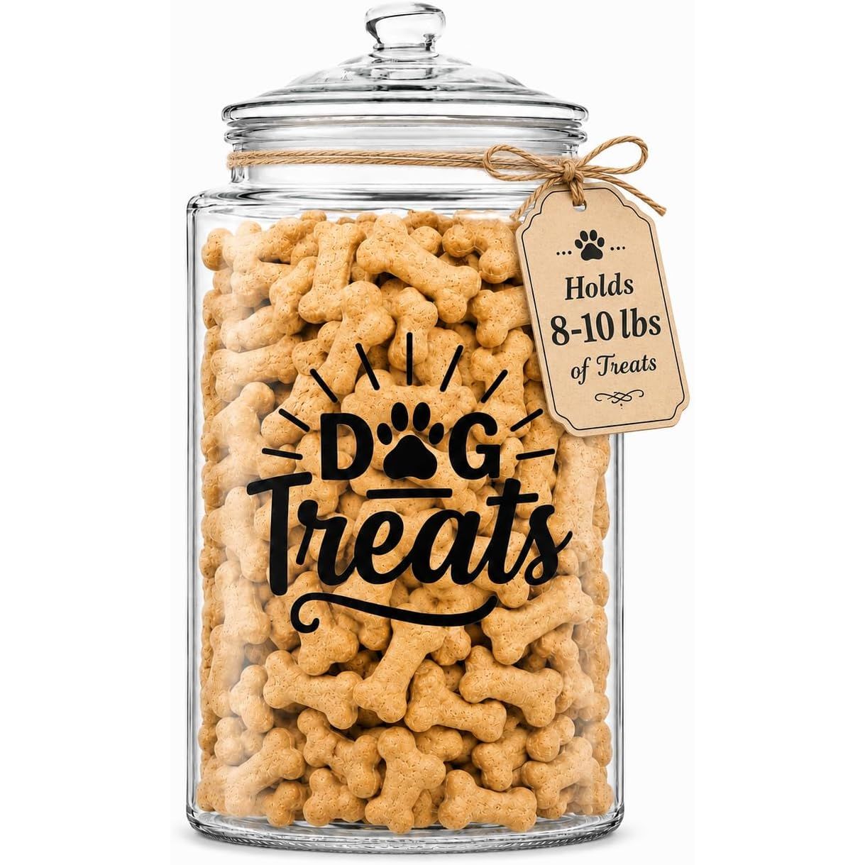 Glass Dog Treat Jar - Airtight Lid