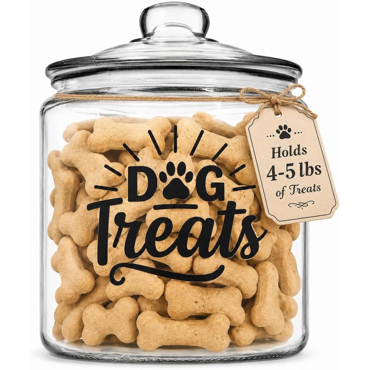 Glass Dog Treat Jar - Airtight Lid