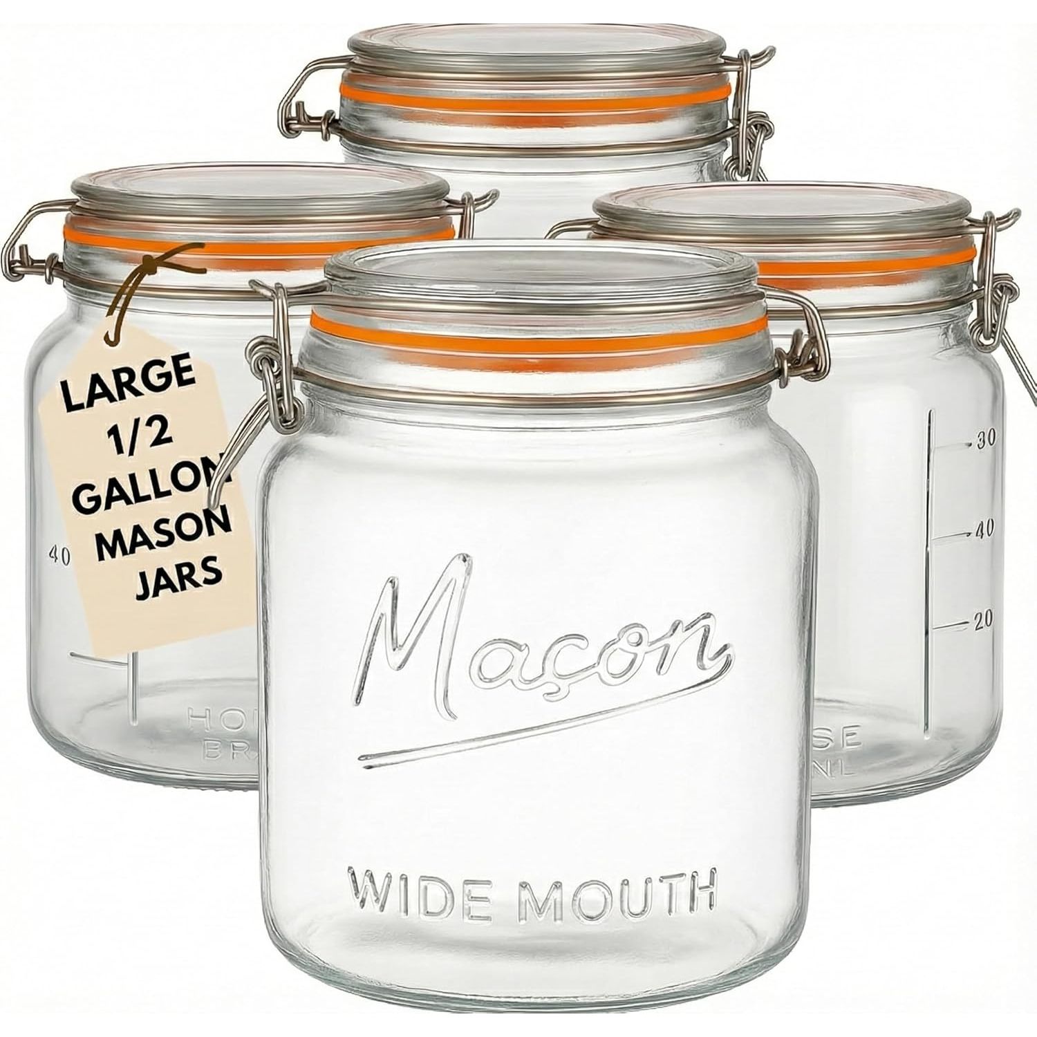 Half gallon swing top fermentation jar, airtight silicone seal