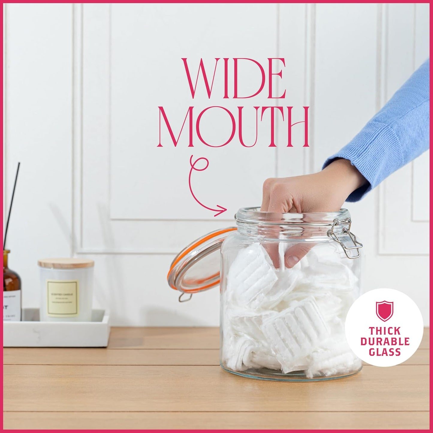 64 oz swing clasp jar one-handed open