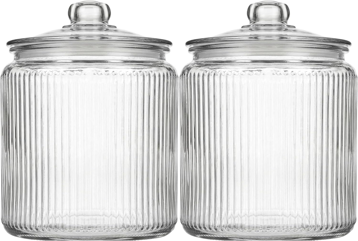 1 Gallon Ribbed Glass Cookie Jar with Airtight Lid