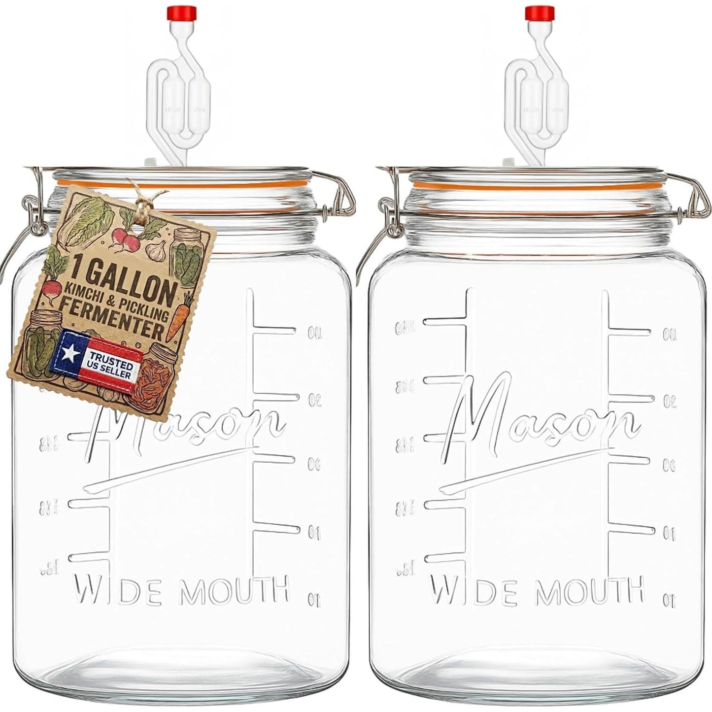 1 Gallon Glass Fermenting Jar - Airlock Lid