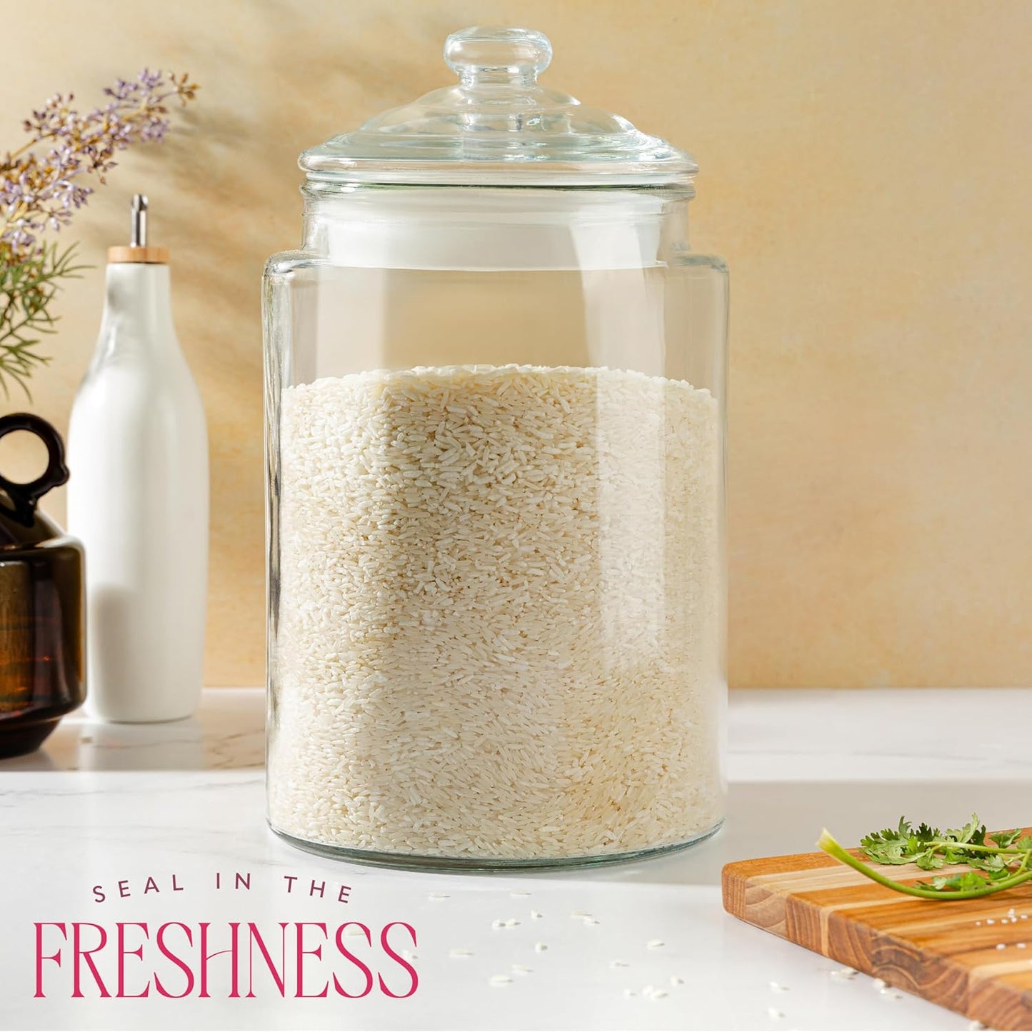 2 Gallon Tall Glass Cookie Jar with Airtight Lid
