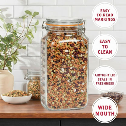 Square 2 gallon swing clasp jar for bulk storage