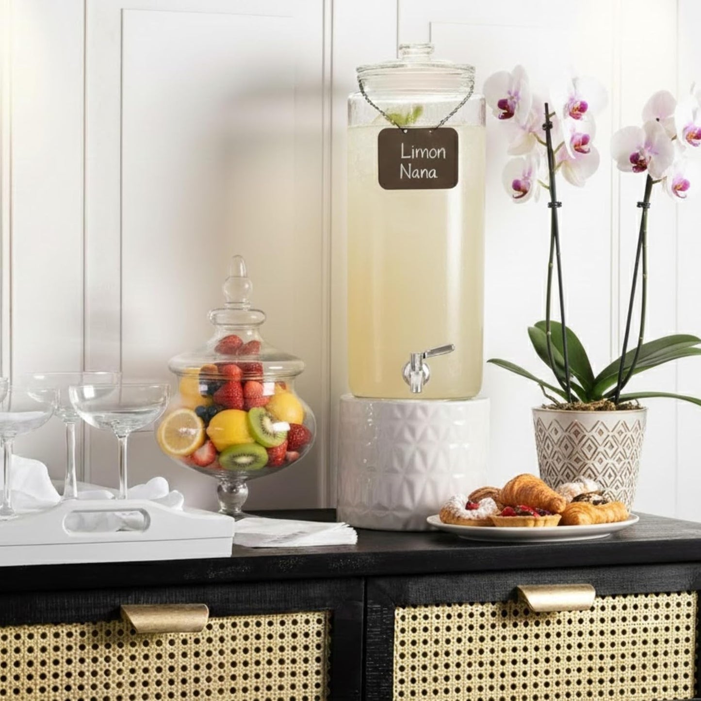 3 Gallon Tall Glass Beverage Dispenser with Stainless Steel Spigot