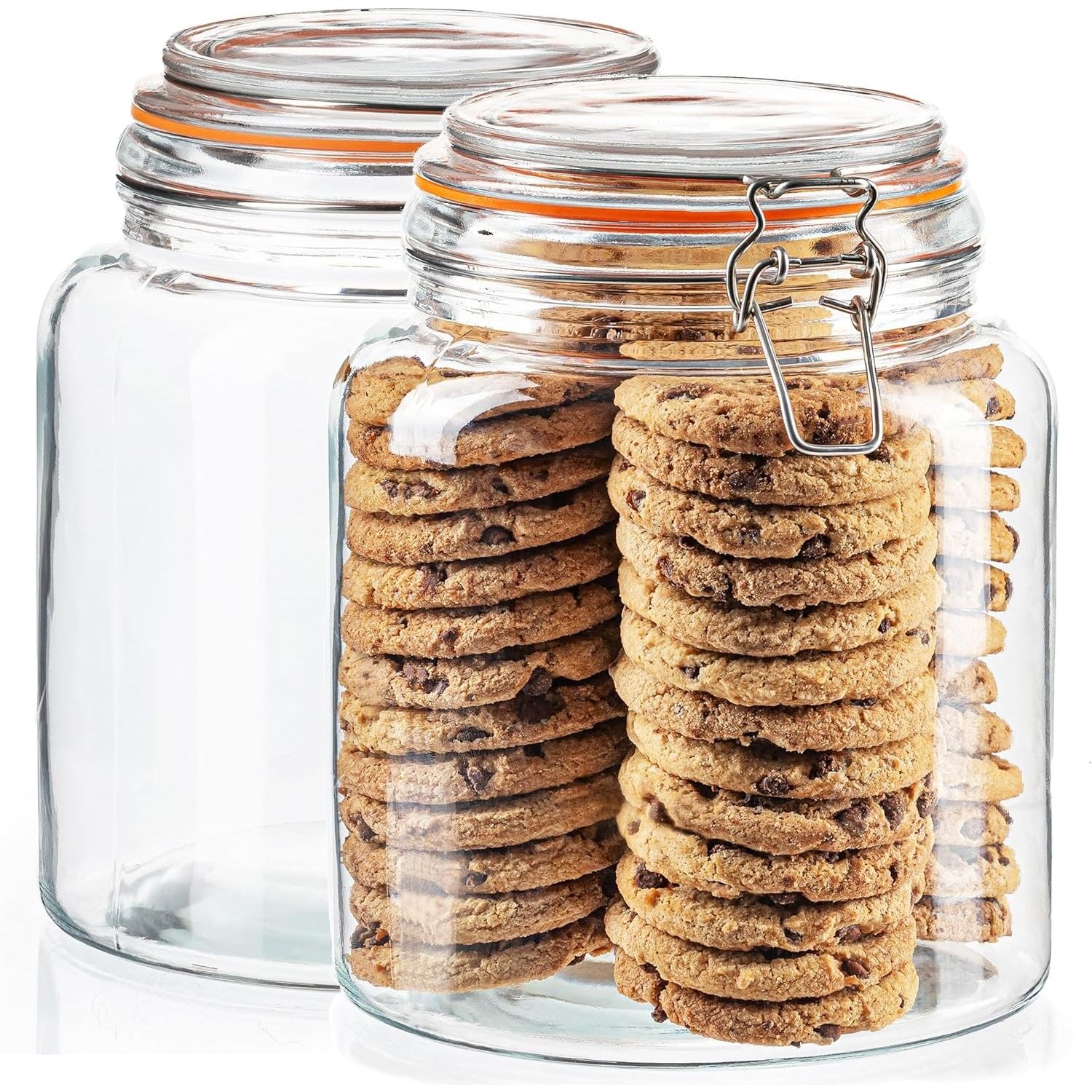 Half gallon glass jar with swing clasp lid