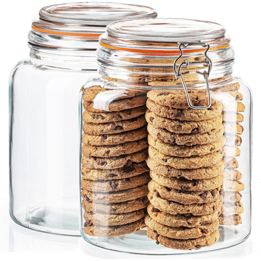 Half gallon glass jar with swing clasp lid