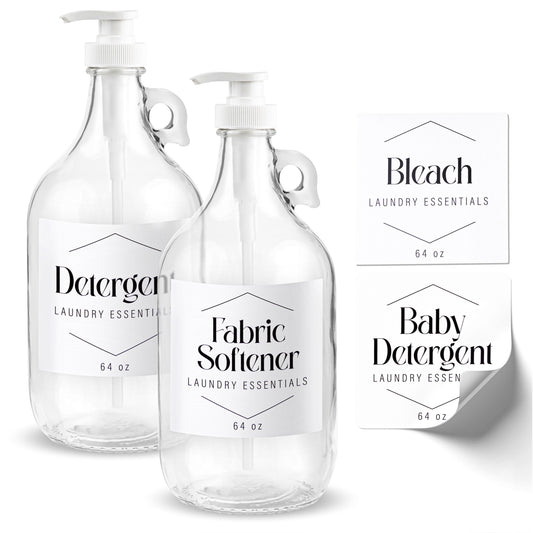 Half gallon glass detergent pump bottles, pack of 2