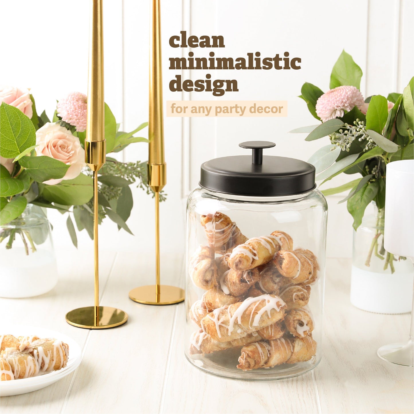 Gallon cookie jar on kitchen counter