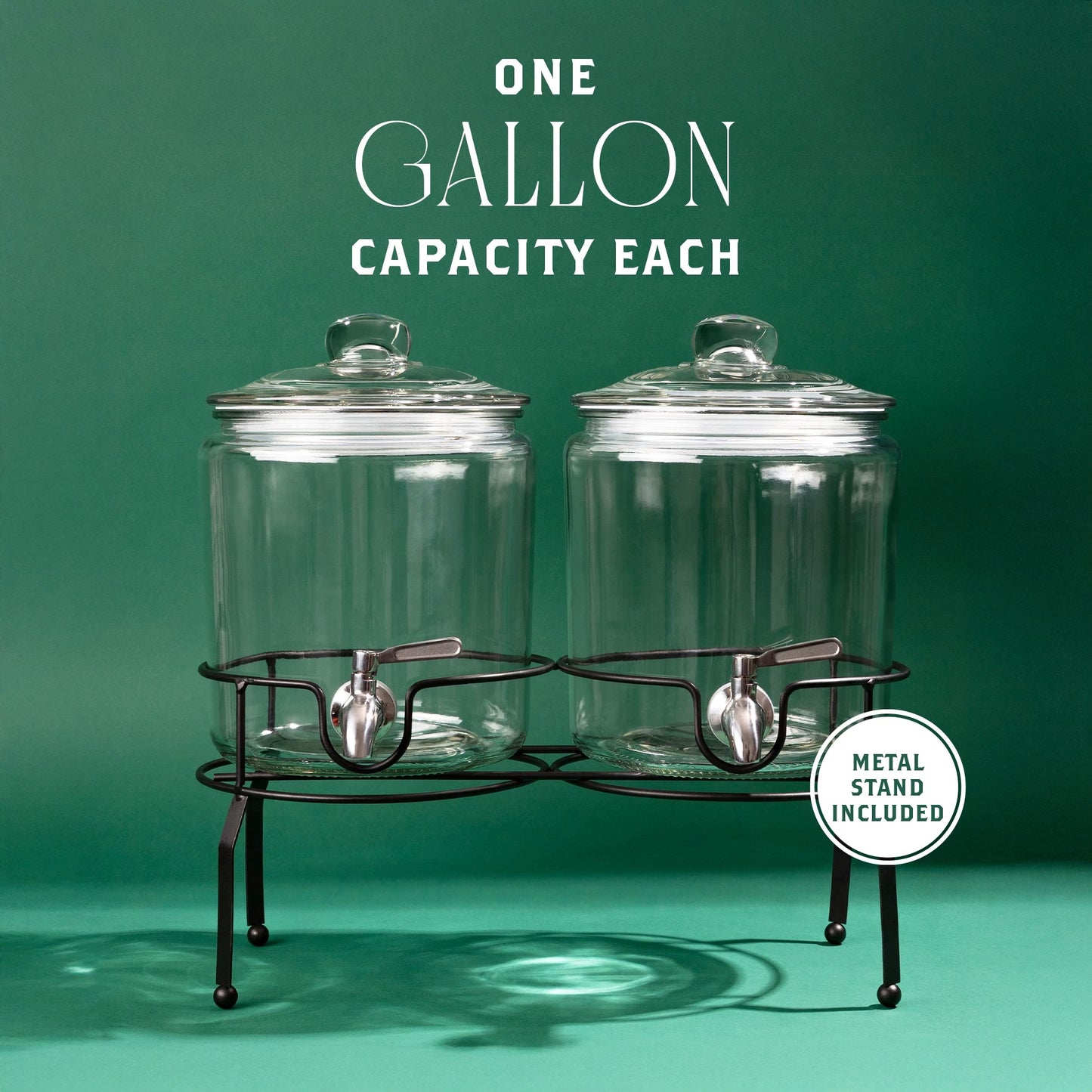 1 Gallon Dual Round Drink Dispenser on Stand