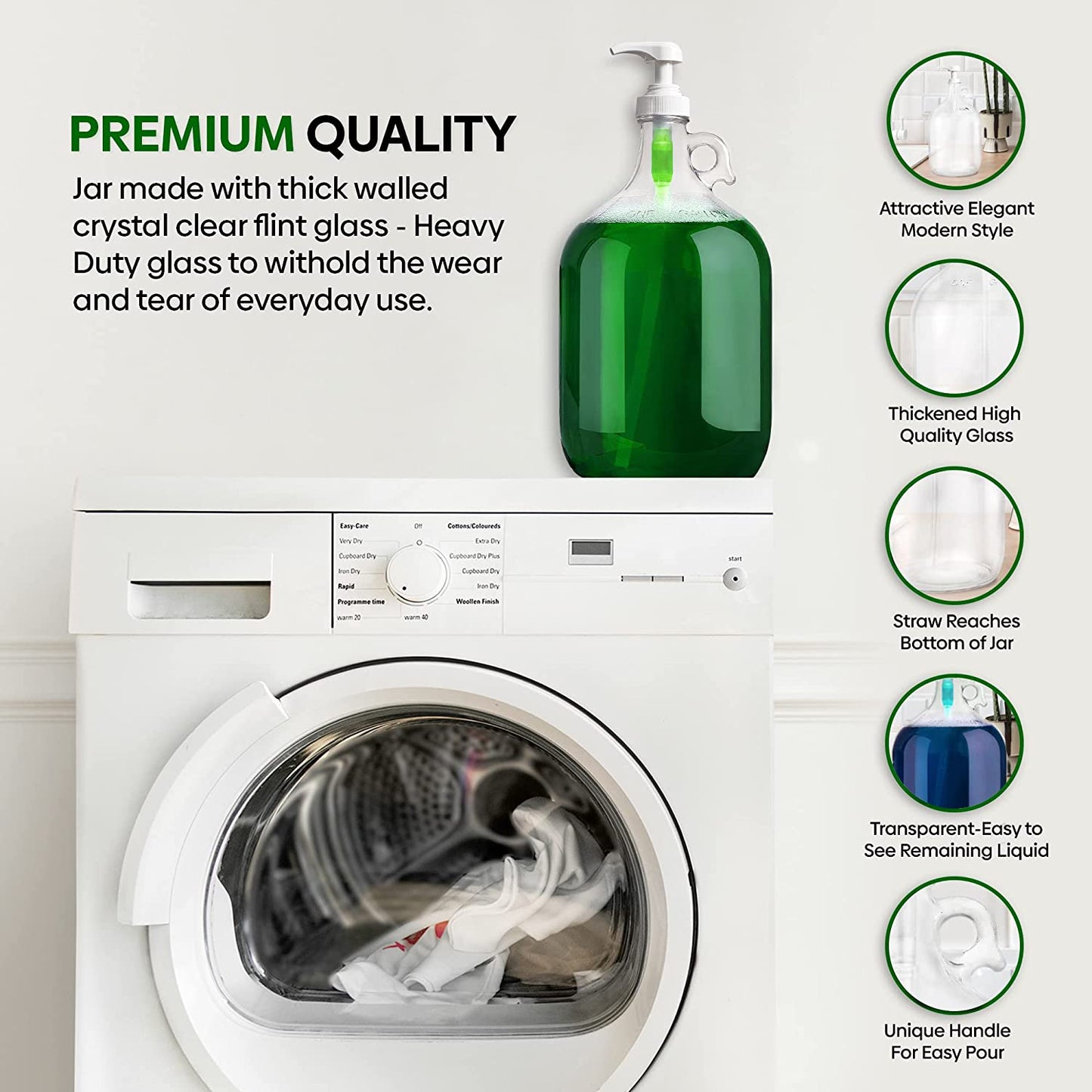 Glass laundry detergent dispenser pump detail