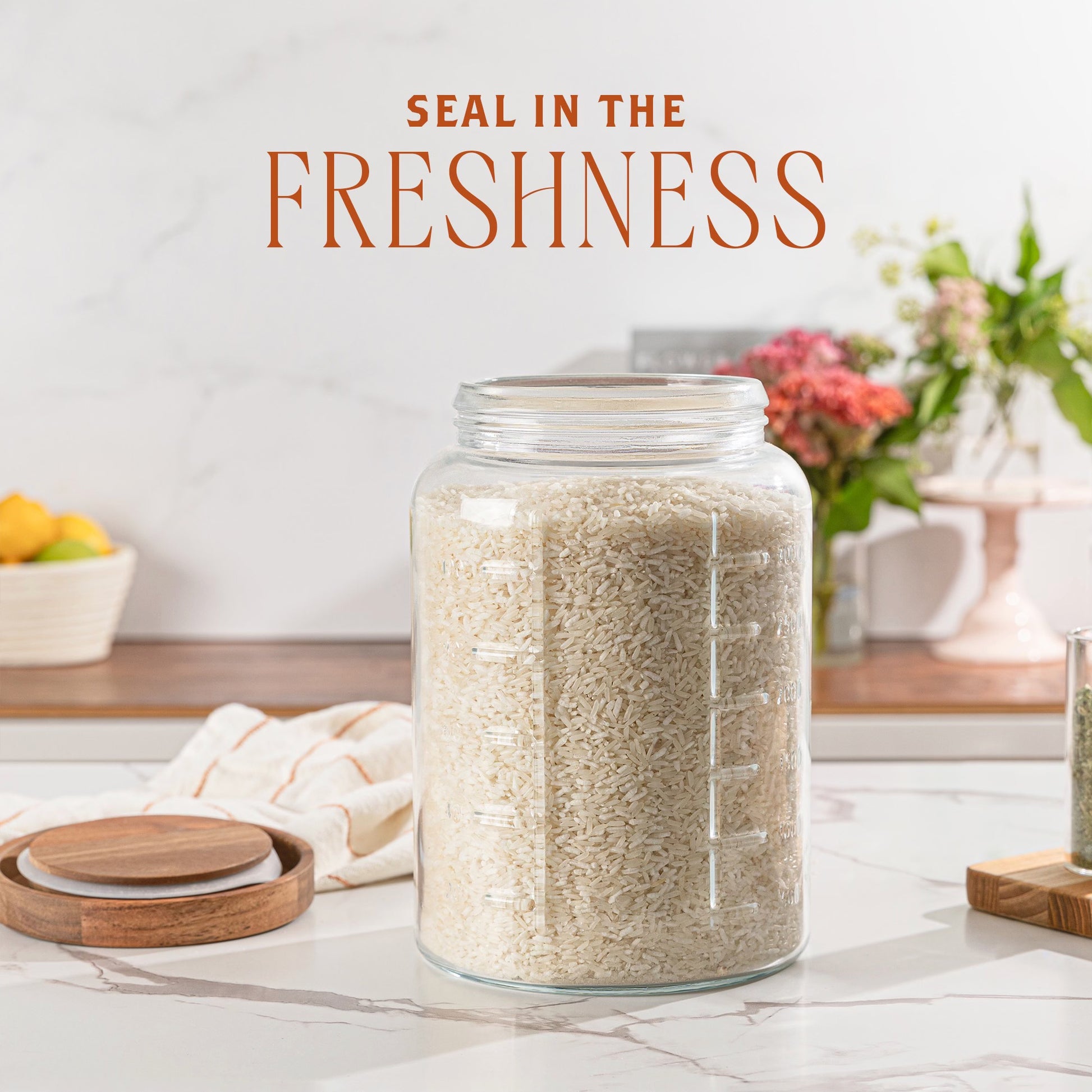 Vintage style gallon mason jar wood top