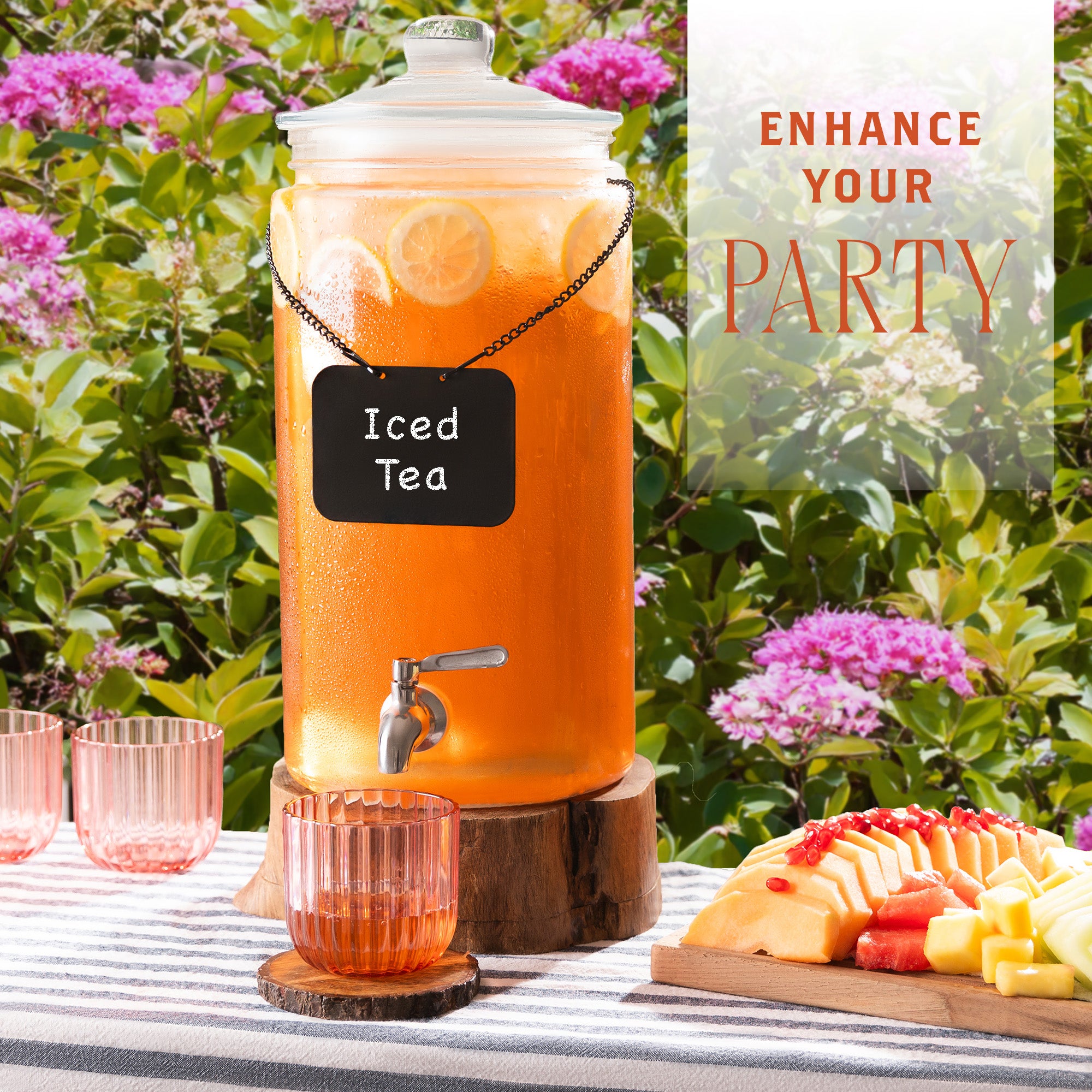 2 Gallon Round Glass Drink Dispenser with Spigot – Kitchentoolz