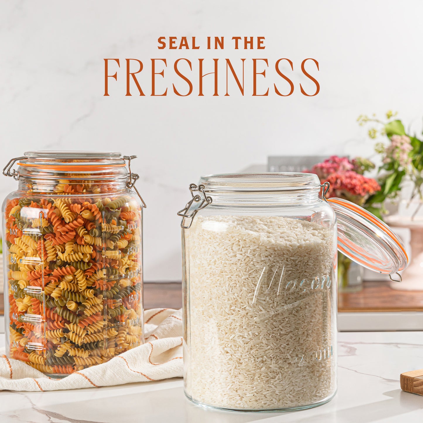 Extra wide opening glass jar for ferments