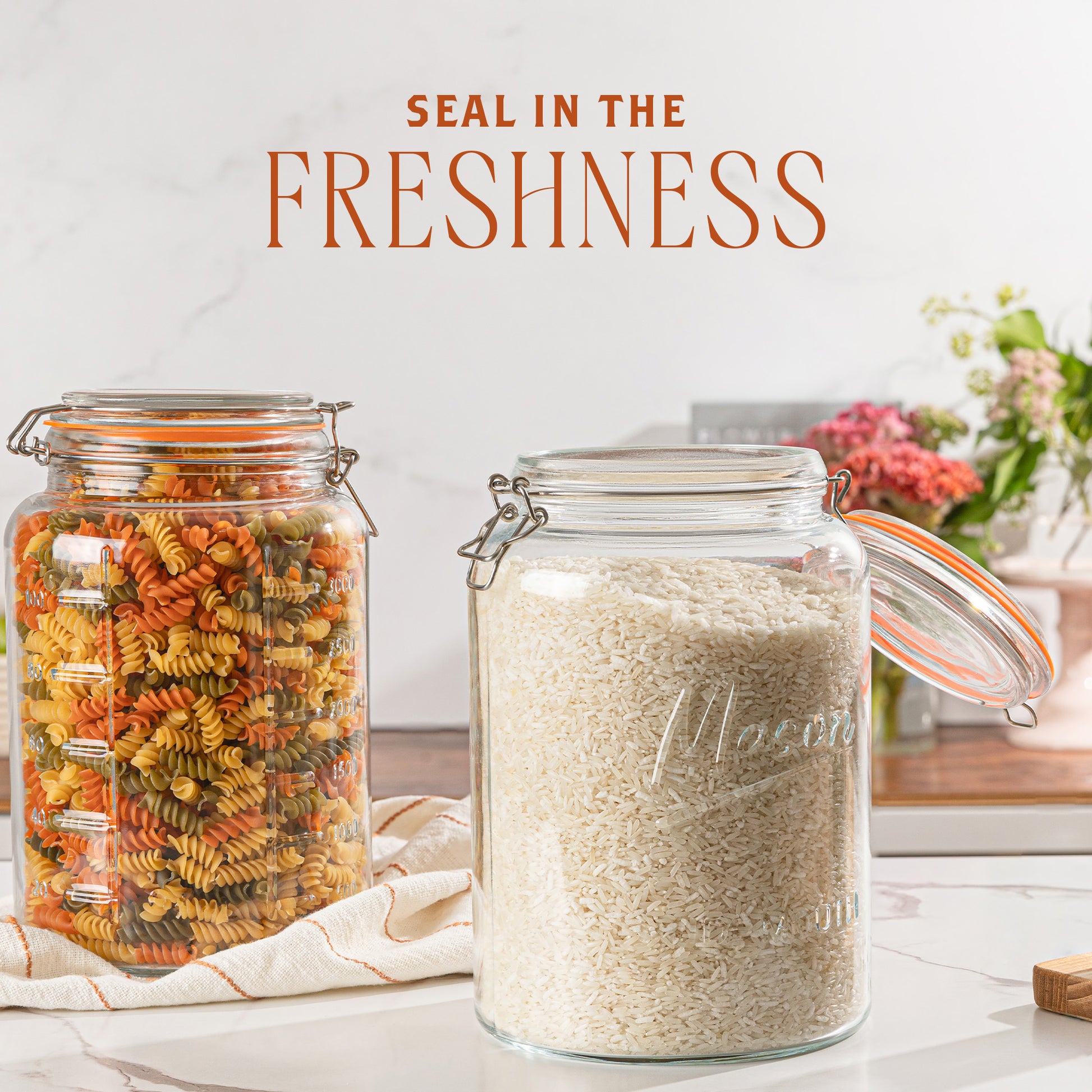 Extra wide opening glass jar for ferments