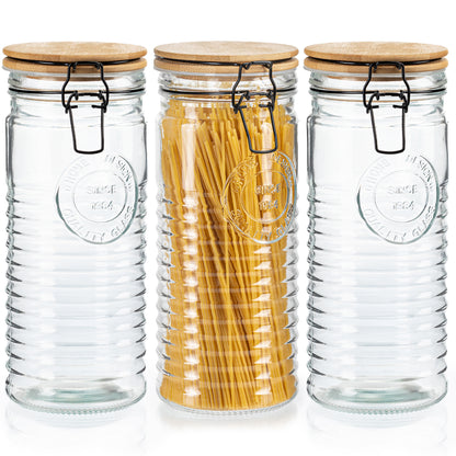 Glass storage jars with airtight lids, set of 3