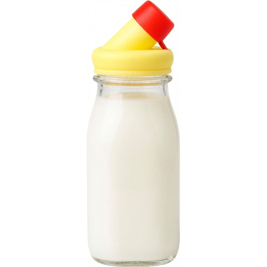 Pour spout installed on farmhouse milk bottle