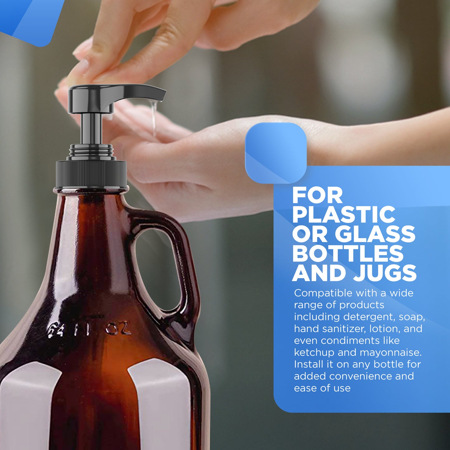 Gallon Pump Dispenser for Glass Jugs or Plastic Bottles 38-400