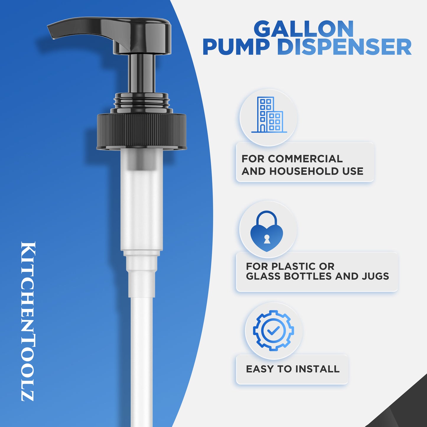 Gallon Pump Dispenser for Glass Jugs or Plastic Bottles 38-400