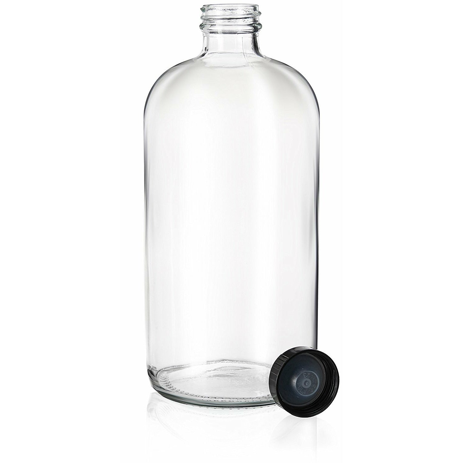 32 oz clear Boston round glass growler with cap