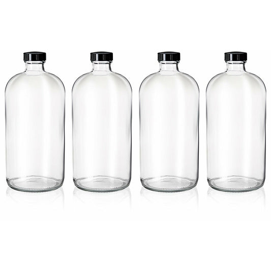 Clear glass growler bottles for juice and cold brew