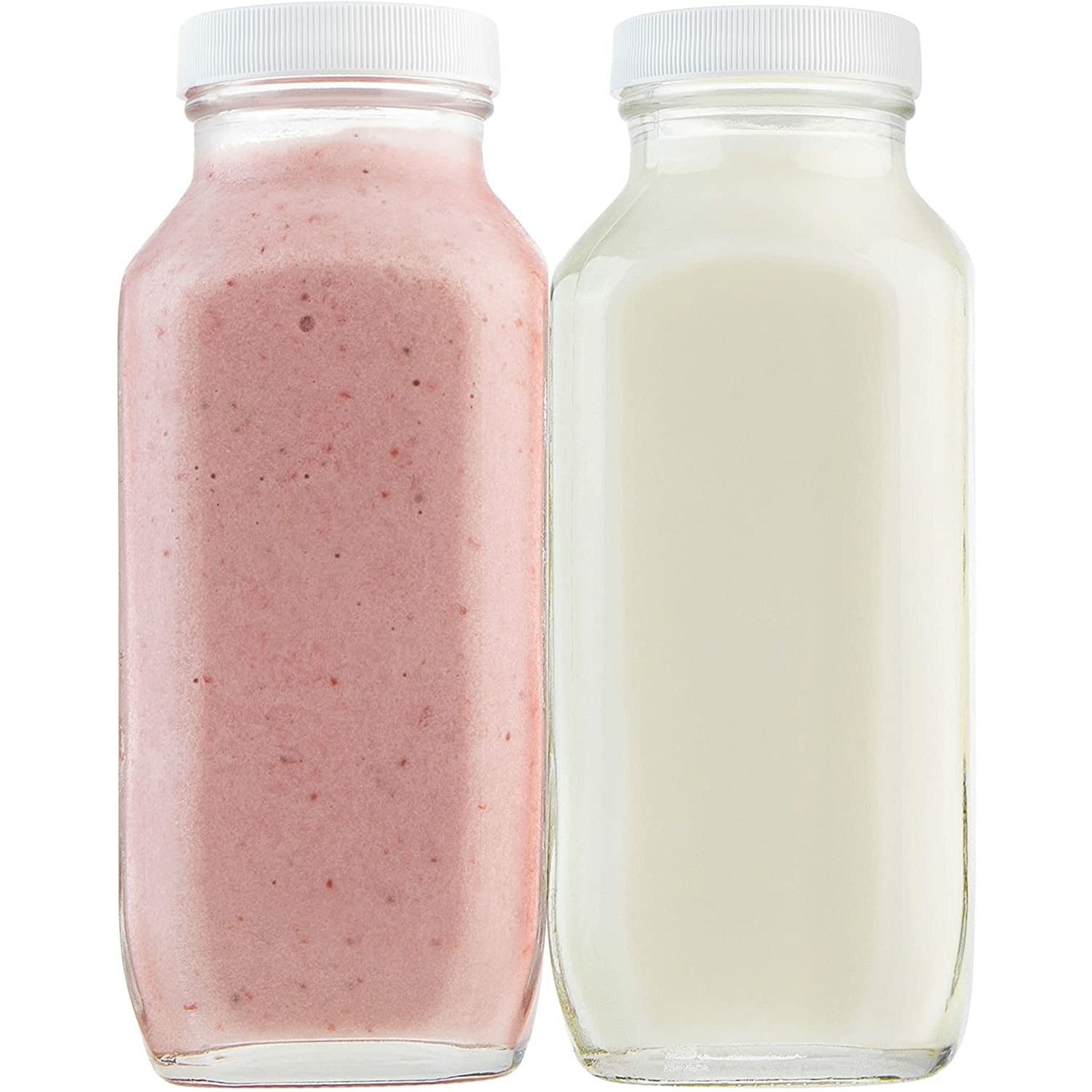 16 oz square glass milk bottles with airtight lids