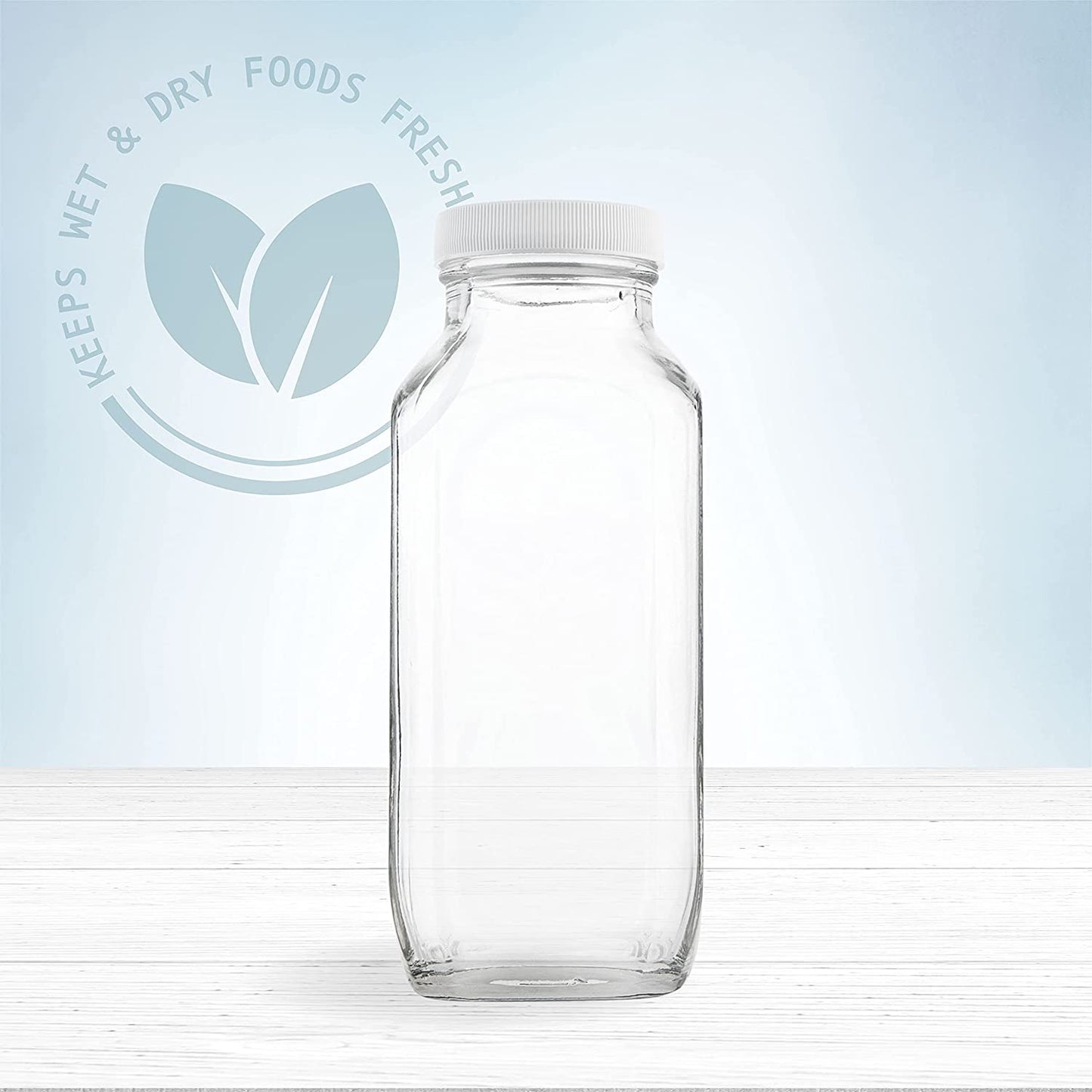 16oz Square Glass Milk Bottle