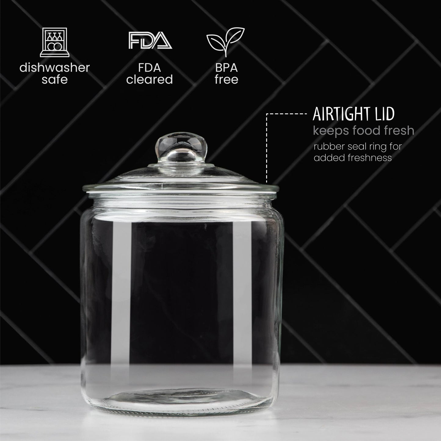Gallon cookie jar wide opening view
