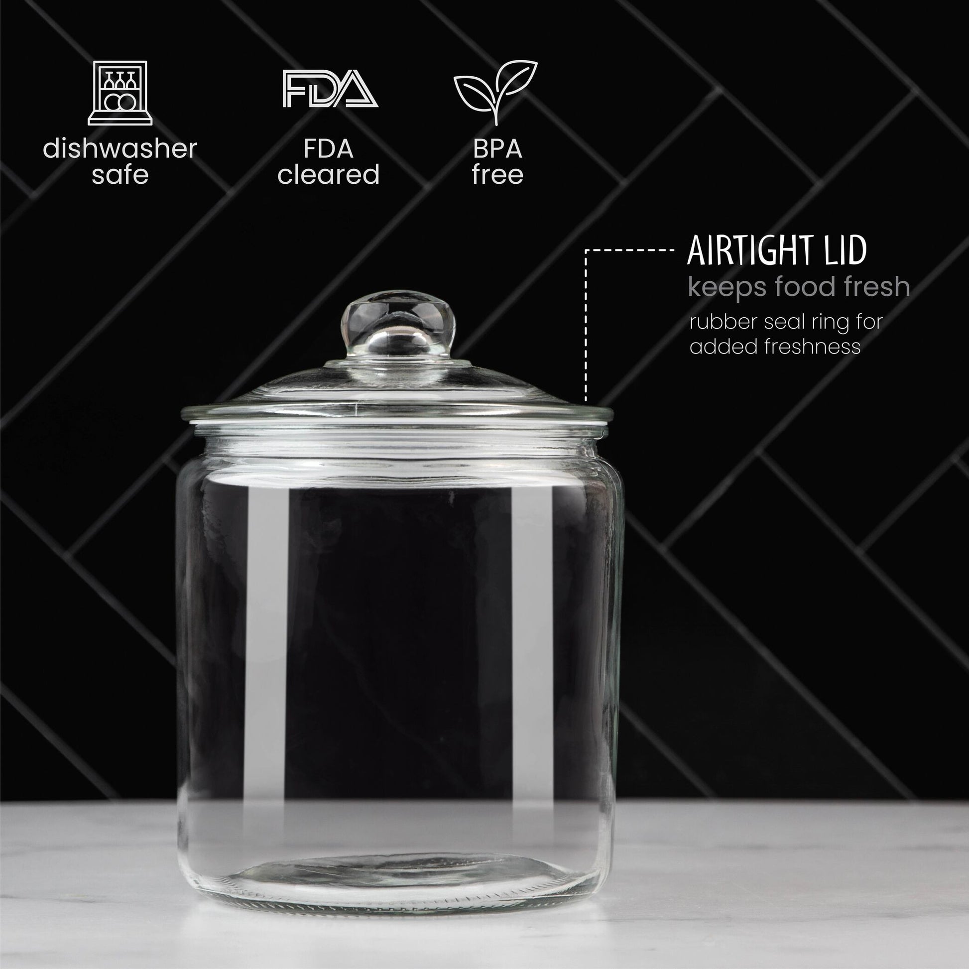 Gallon cookie jar wide opening view