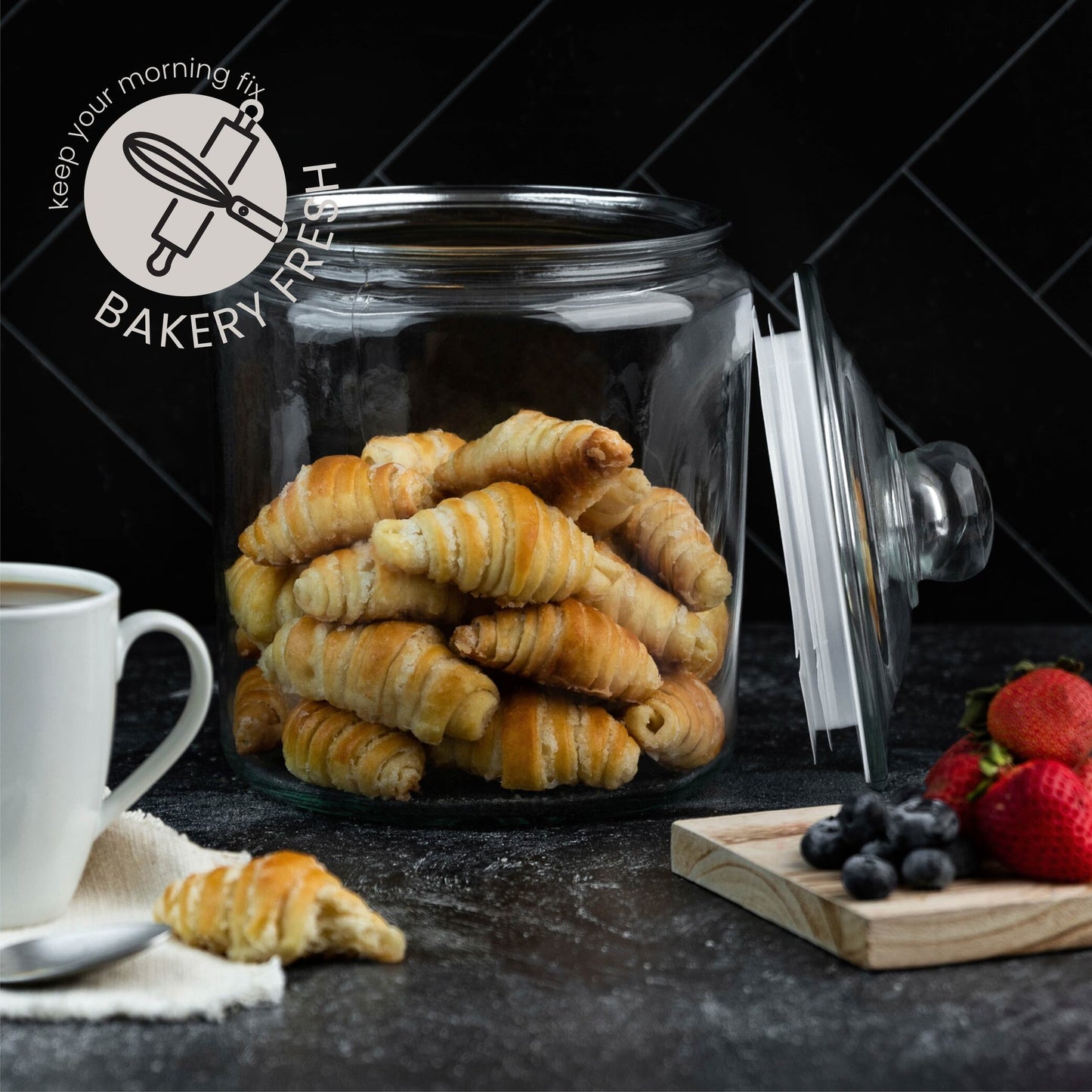 Countertop glass cookie canister, view 8