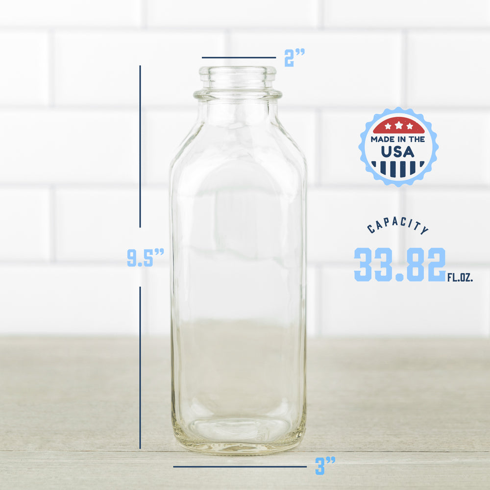 Square farmhouse milk bottle pour spout detail